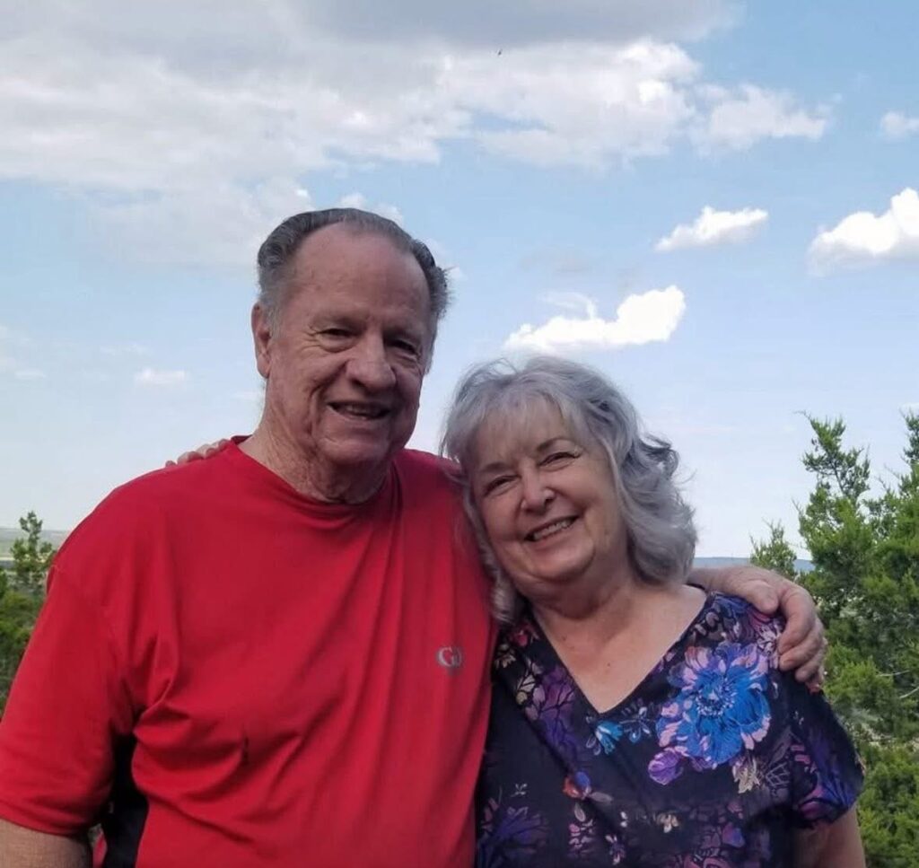 Dad and Stephanie on the deck of their ranch in Kerrville, TX.